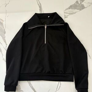 Black Half-Zip Cropped Sweater